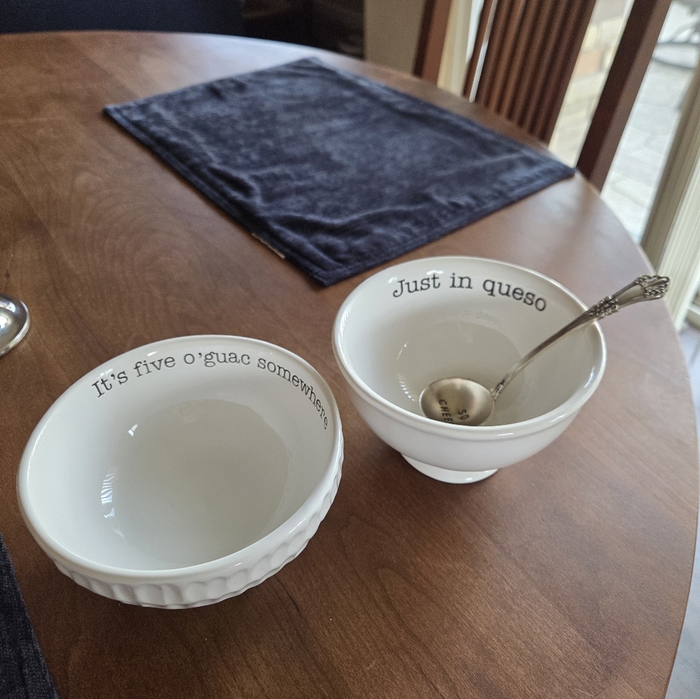 Pair Of Mud Pie Condiment Bowls With Serving Spoon